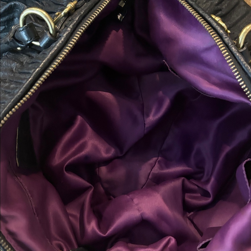 Coach Madison Midnight Black Gathered Leather Lindsey Satchel Shoulder Bag - Picture 11 of 16